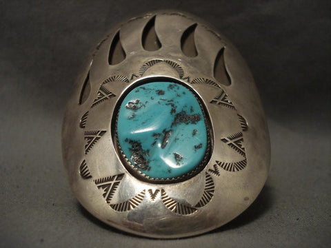 One Of The Largest Vintage Navajo Claw Silver Bracelet