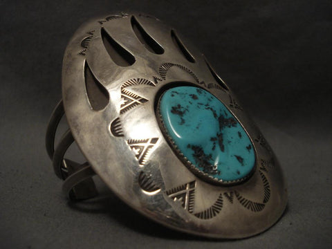 One Of The Largest Vintage Navajo Claw Silver Bracelet