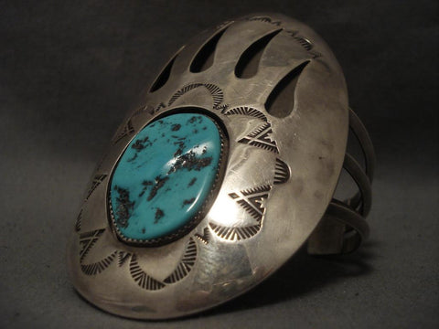 One Of The Largest Vintage Navajo Claw Silver Bracelet