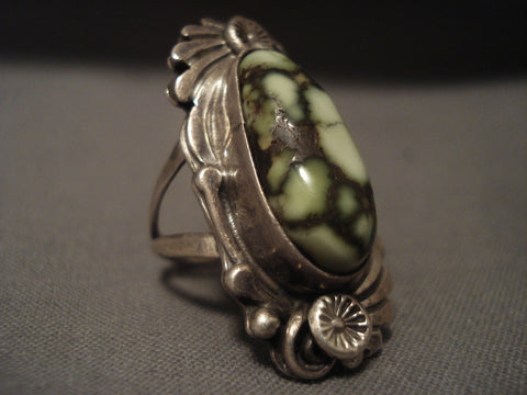 Museum Vintage Navajo green Lander Turquoise Silver Ring