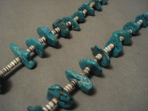 Earlier 1900's Vintage Santo Domingo Traditional Turquoise Necklace Old