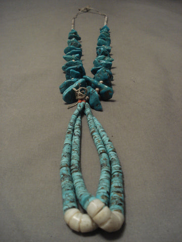 Earlier 1900's Vintage Santo Domingo Traditional Turquoise Necklace Old