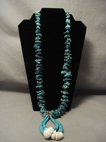 Earlier 1900's Vintage Santo Domingo Turquoise Nugget Necklace Old