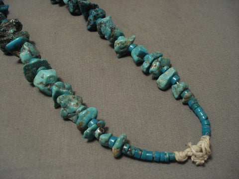 Earlier 1900's Vintage Santo Domingo Turquoise Nugget Necklace Old