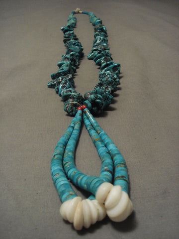 Earlier 1900's Vintage Santo Domingo Turquoise Nugget Necklace Old