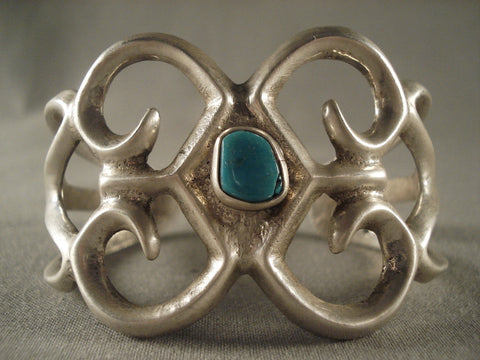 Earlier 1900's Vintage Navajo Turquoise Silver Bracelet Old