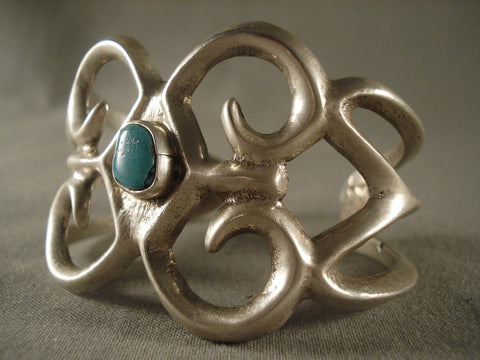 Earlier 1900's Vintage Navajo Turquoise Silver Bracelet Old