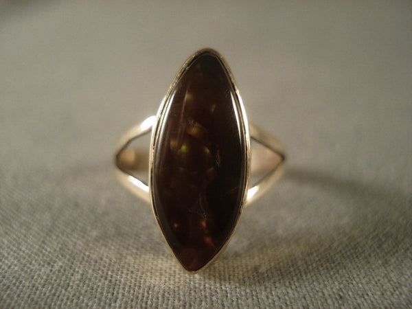 Very Rare Vintage Navajo Amber 14k Gold Ring