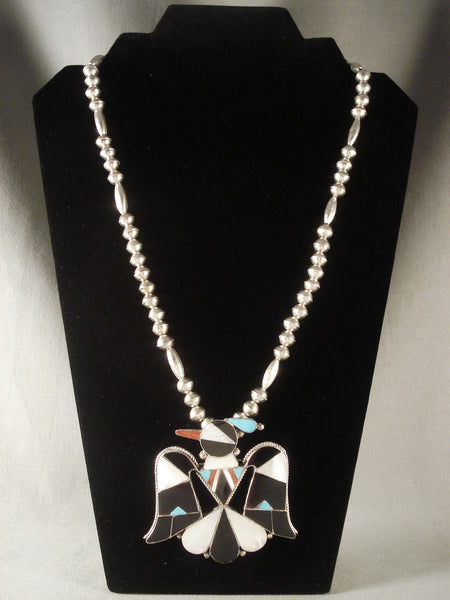 Big Bird Vintage Zuni Turquoise Silver Necklace