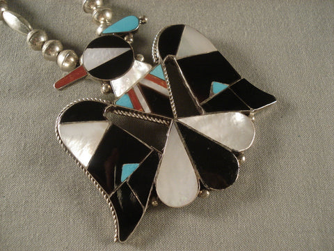 Big Bird Vintage Zuni Turquoise Silver Necklace