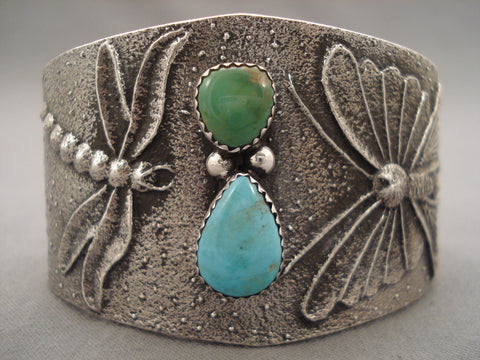 100 Grams Navajo Dragonfly Love Green And Blue Turquoise Bracelet