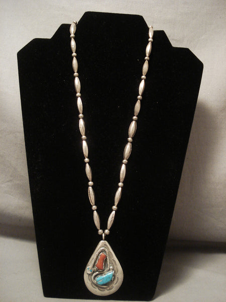 More Rare Vintage Zuni old Hallmark Effie Snake Silver Necklace Turquoise