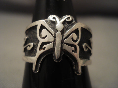 Famous Artist Vintage Hopi signature Design Silver Ring Old Vtg