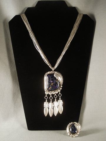 One Of The Most Unique Vintage Navajo Moonstone Silver Necklace Ringvtg Old