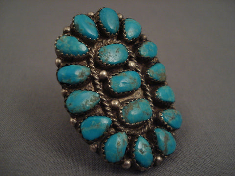 Monster Vintage Navajo Turquoise Silver Ring Old