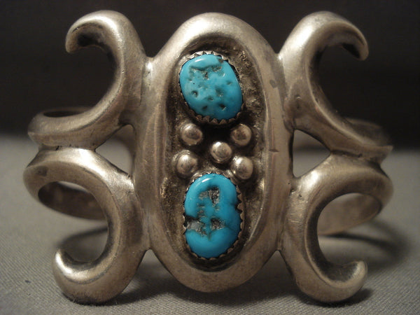 Earlier Vintage Navajo Turquoise Silver Thorn Bracelet