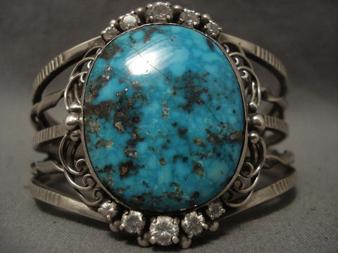 Phenomenal Vintage Navajo Persian Turquoise Silver Bracelet