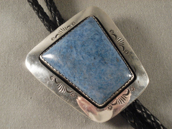 Rhombus Vintage Navajo Denim Lapis Silver Bolo Tie