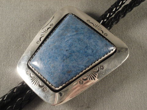 Rhombus Vintage Navajo Denim Lapis Silver Bolo Tie