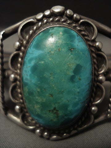 Earlier 1900's Vintage Navajo Chrysocolla Silver Bracelet Old