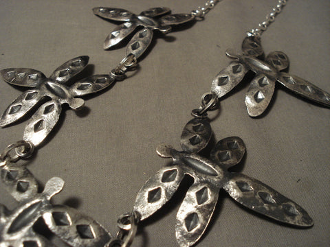 Absolutely Incredible Navajo Silver Dragonfly Necklace