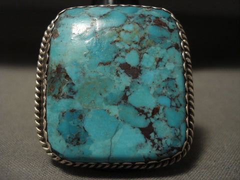 Huge Vintage Navajo Red Spiderweb Turquoise Silver Ring