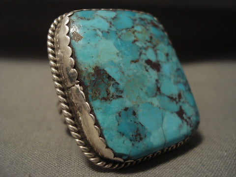 Huge Vintage Navajo Red Spiderweb Turquoise Silver Ring