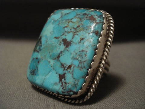 Huge Vintage Navajo Red Spiderweb Turquoise Silver Ring