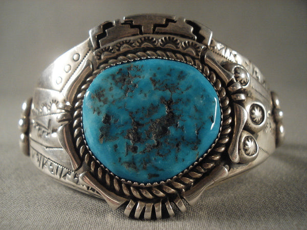 Museum Vintage Navajo Persian Turquoise Silver Bracelet Old