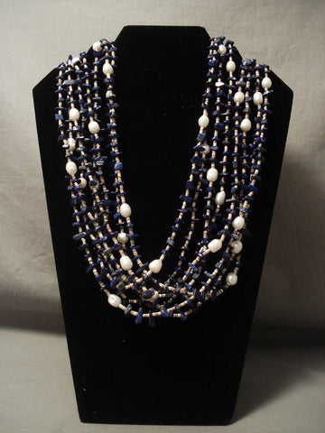 Cute Vintage Navajo Lapis Fresh Water Pearl Necklace