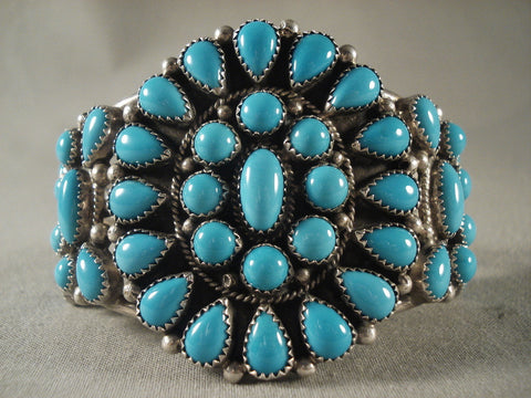 Deep Into The Abyss Vintage Navajo Blue Turquoise Silver Bracelet