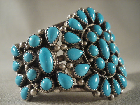 Deep Into The Abyss Vintage Navajo Blue Turquoise Silver Bracelet