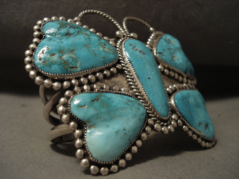 Colossal Vintage Zuni Turquoise Butterfly Silve Rbracelet