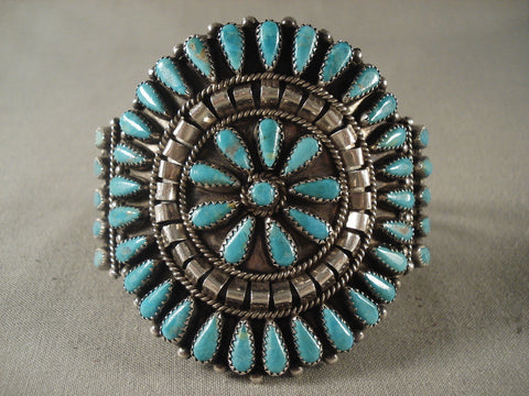 Huge Vintage Navajo Turquoise tears Of Joy Silver Bracelet Old