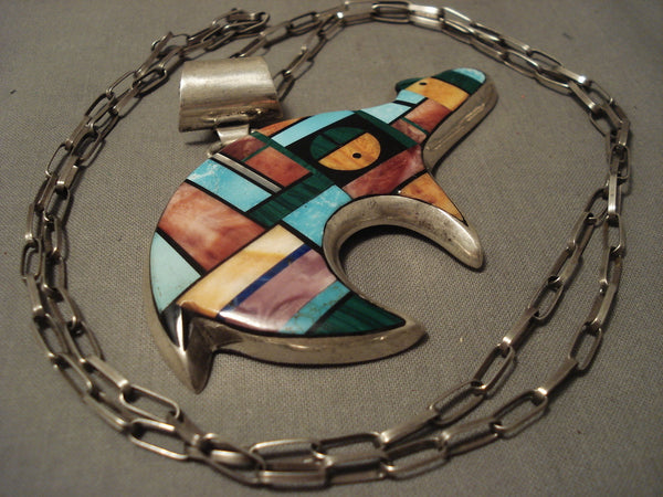 Very Important Vintage Navajo Alvin Yellowhorse Silver Bear Necklace