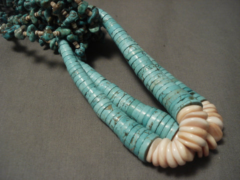 343 Gram Very Old Green Turquoise Necklace Old