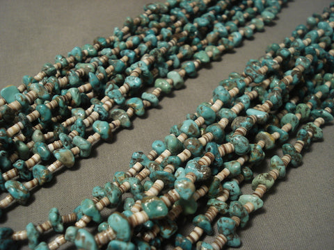 343 Gram Very Old Green Turquoise Necklace Old