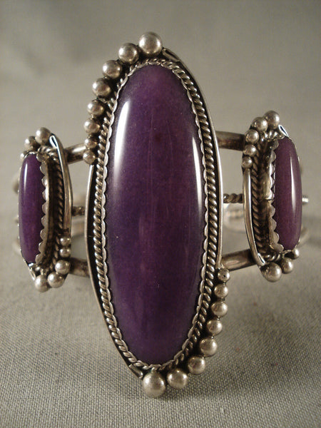 Remarkable Vintage Navajo Sugulite Silver Bracelet Old