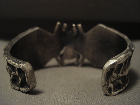 Look At That Silver Work Navajo Silver Spier Green Turquoise Spider Bracelet