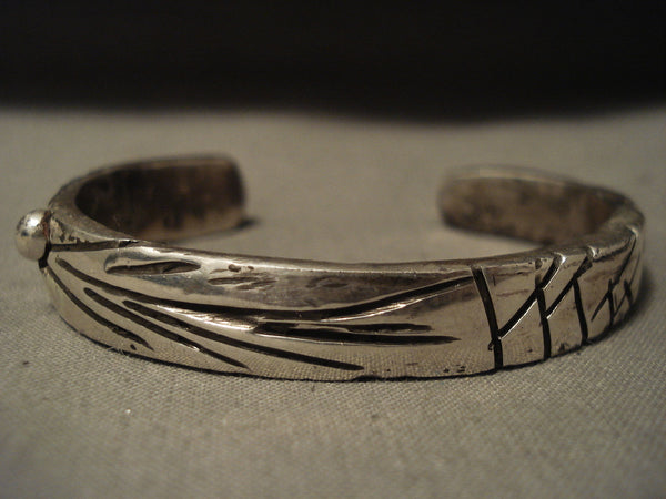 Important Vintage Navajo Jimmie King Jr Silver Ingot Hand Pounded Bracelet