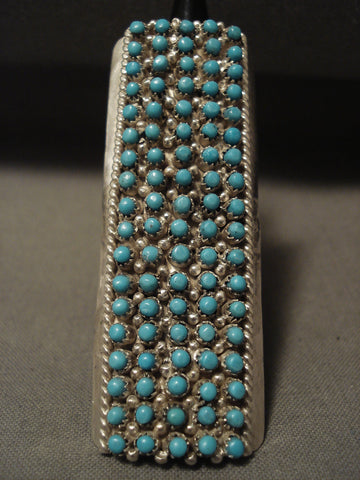 Towering Zuni Snake Eyes Turquoise Silver Ring