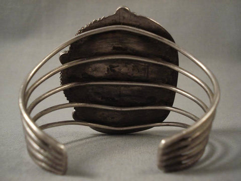 Older Huge Navajo 1950's Pilto Moutnain Turquoise Silver Bracelet