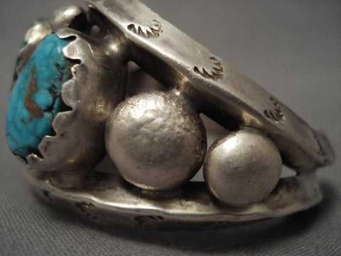 Knockout Vintage Navajo Persian Turquoise Silver Bracelet