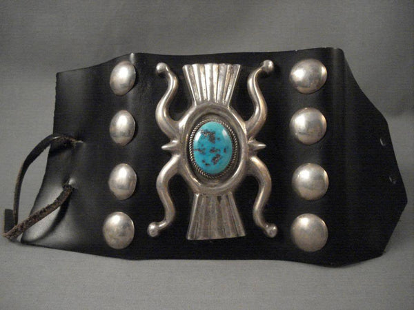 Hvy Vintage Navajo swirl And Cast Turquoise Silver Ketoh Bracelet