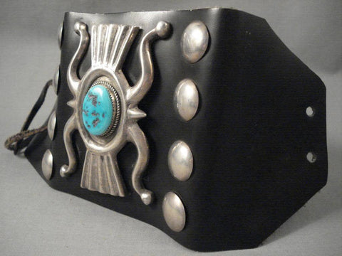 Hvy Vintage Navajo swirl And Cast Turquoise Silver Ketoh Bracelet