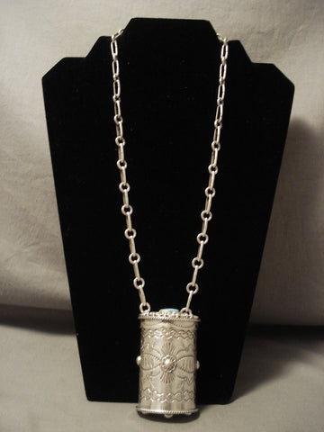 Important And Heavy Navajo Turquoise Silver Box Ben Begaye Necklace