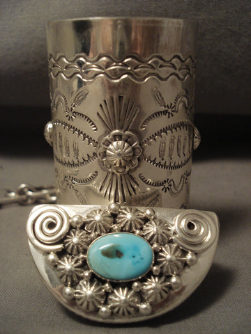 Important And Heavy Navajo Turquoise Silver Box Ben Begaye Necklace