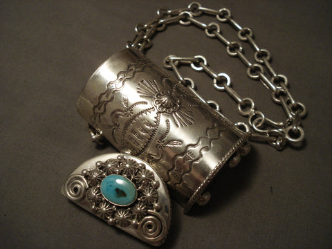 Important And Heavy Navajo Turquoise Silver Box Ben Begaye Necklace