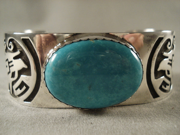 Important Vintage Navajo Cliff Mowa Turquoise Silver Bracelet