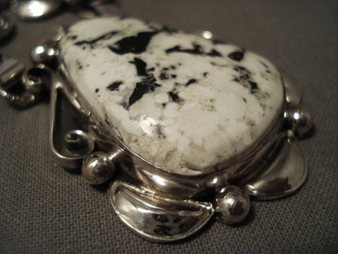 Very Rare Navajo White Turquoise Silver Necklace